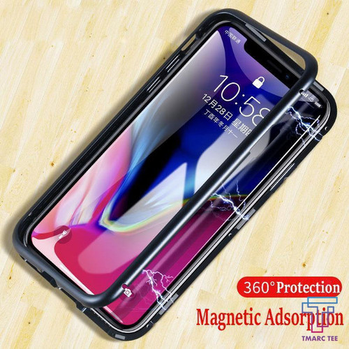 Tmarc Tee Magnetic Adsorption Case for IPhone X 8 PLUS 7 Plus Clear Tempered Glass + Built-in Magnet Case for IPhone 7 8 Metal Ultra Cover