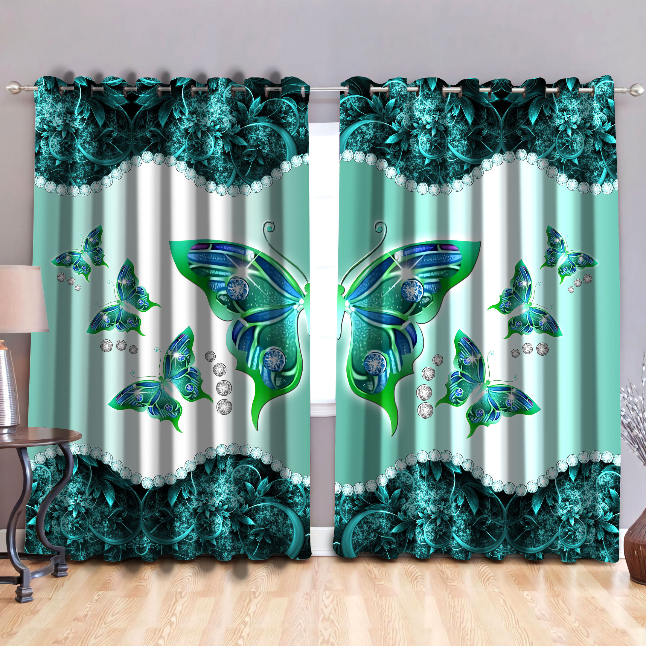 Tmarc Tee Butterfly Curtains Turquoise Color