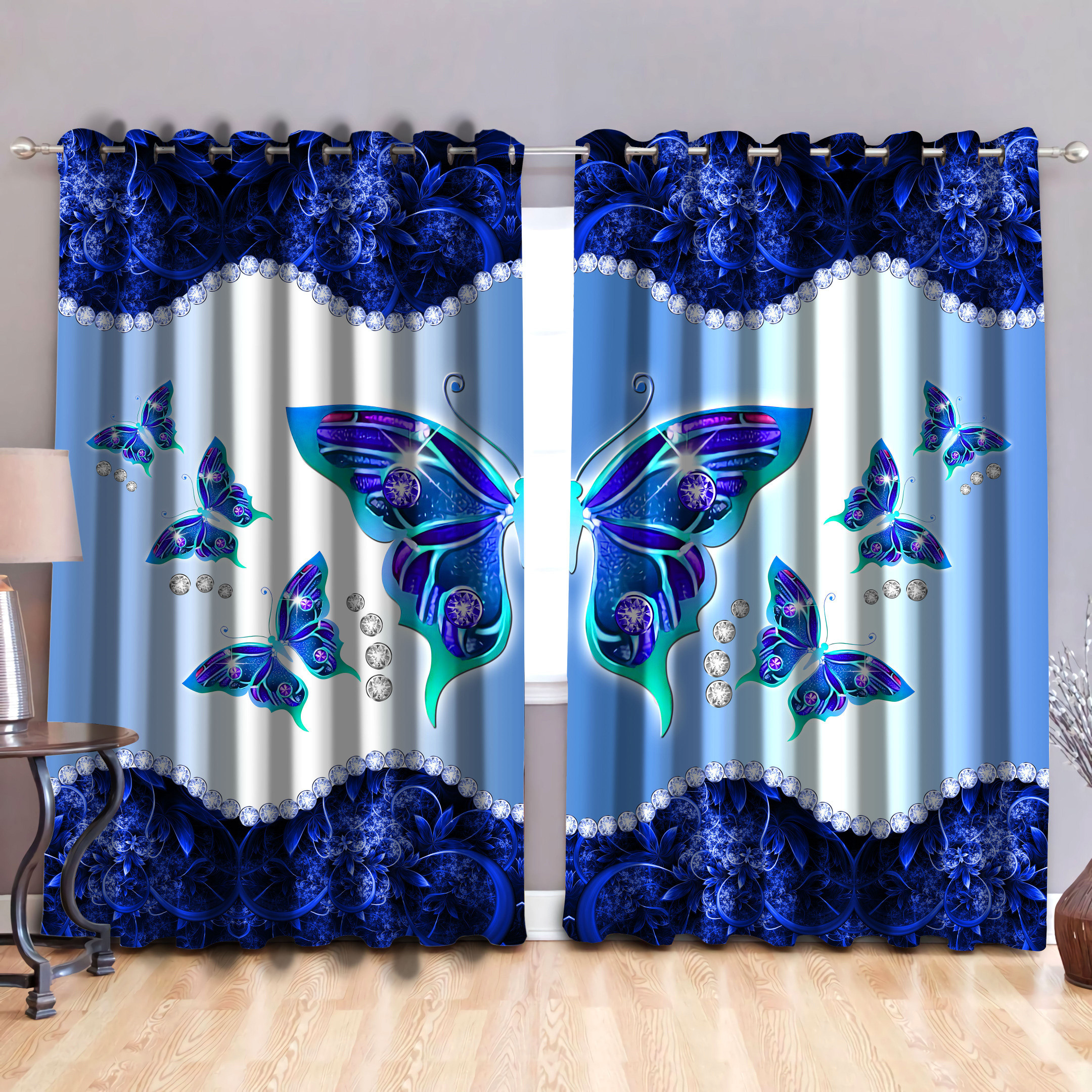 Tmarc Tee Butterfly Curtains Blue Color