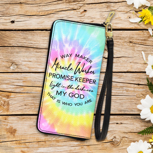 Faith Way Maker Tie Dye Zip Around Leather Wallet Tmarc Tee