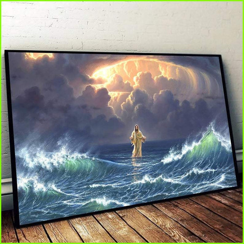 Tmarc Tee In the storm Jesus walked on the water Horizontal Poster