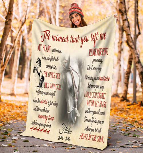 Tmarc Tee Customized The Moment That You Left Me My Heart Split In Two Pet Photo Quilt Blanket Memorial Gift