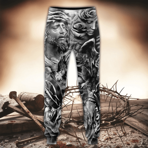 Tmarc Tee Jesus Christ Cross and Dragons Printed Sweatpant for Men and Women