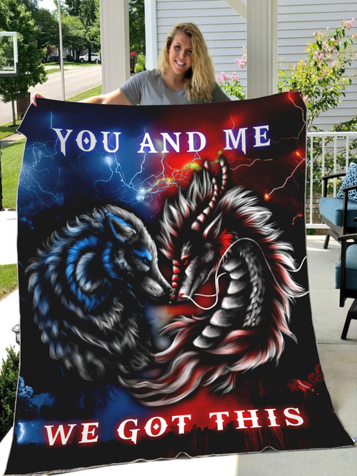 Tmarc Tee Dragon And Wolf You And Me We Got This All Over Printed Blanket