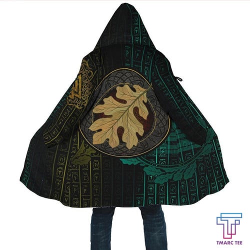 Tmarc Tee Viking Hooded Cloak, Oak Leaf Runes Valknut NHT