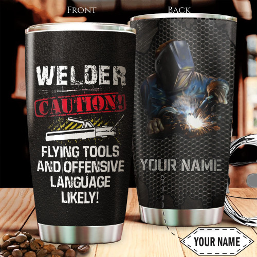 Tmarc Tee Premium Personalized Printed Caution Stainless Tumbler MEI