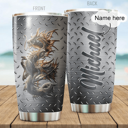 Tmarc Tee Personalized Name Dragon Stainless Steel Tumbler