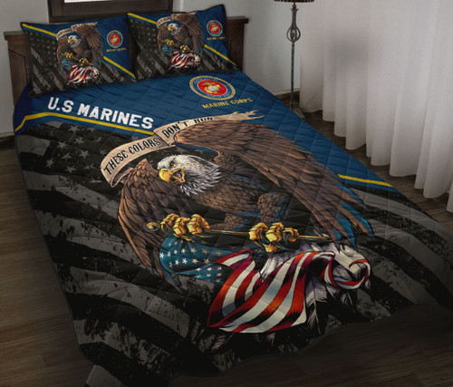 Tmarc Tee US Marine Corps Veteran Quilt Bedding Set Proud Military