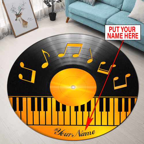Tmarc Tee Personalized Name Vinyl Record Piano Round Rug