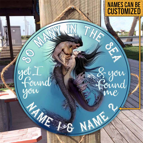 Tmarc Tee So Many In The Sea - Mermaid Personalized Round Wood Sign