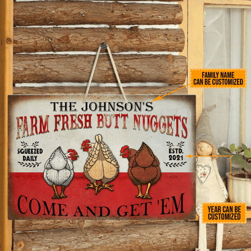 Tmarc Tee Personalized Chicken Rectangle Wood Sign AM