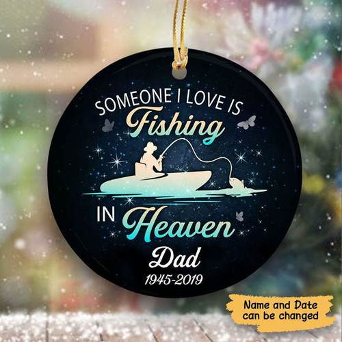 Tmarc Tee Personalized Memorial Dad Gift Fishing Dad Christmas Ornaments