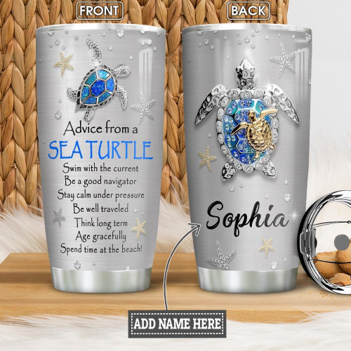 Tmarc Tee Personalized Turtle Advice Stainless Steel Tumbler