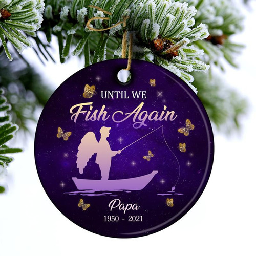 Tmarc Tee Personalized Memorial fishing Gift Purple Christmas Ornaments