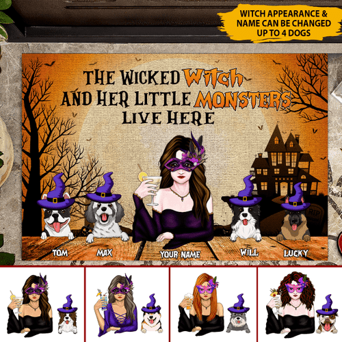 Tmarc Tee The Wicked Witch And Her Little Monsters Live Here Personalized Welcome Doormat, Best Gift For Home Decoration