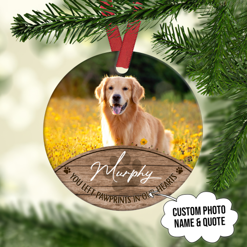 Tmarc Tee Your Left Pawprints In Our Heats Personalized Ornament For Dog Lover Beautiful Home Decor