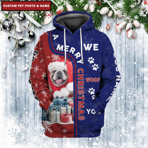 Tmarc Tee Personalized Pet Photo We Woof You A Merry Christmas D All Over Unisex Print Hoodie Sweater , Christmas Gifts For Pet Lovers