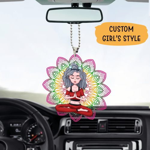 Tmarc Tee Yoga Girl Unique Design Car Hanging Ornament Christmas Gift For Yoga Lover