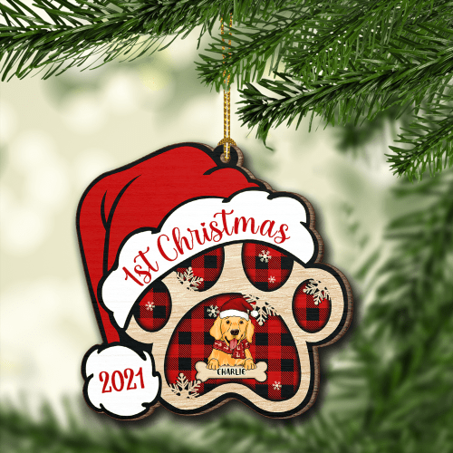 Tmarc Tee Personalized Wooden Paw Ornament! First Christmas , Gift For Dog Cat Lovers On Christmas Occasion