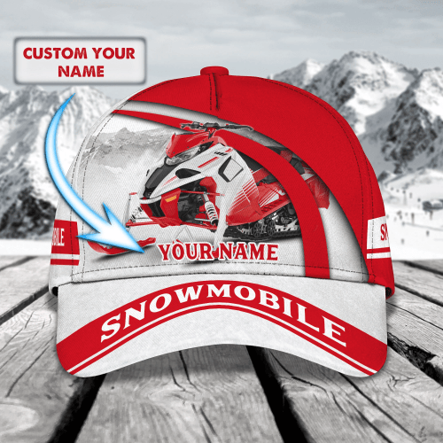 Tmarc Tee Red Snowmobile Personalized Name Cap
