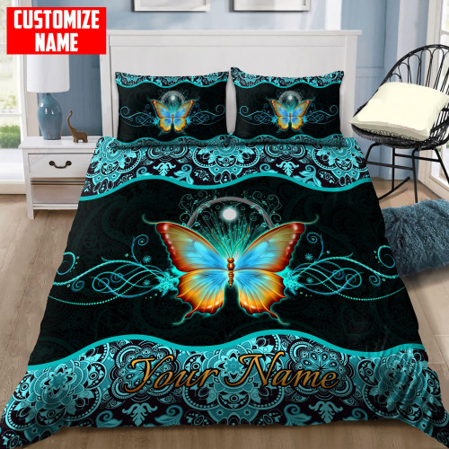 Tmarc Tee Personalized Butterfly Moon Printed Bedding Set KLDH
