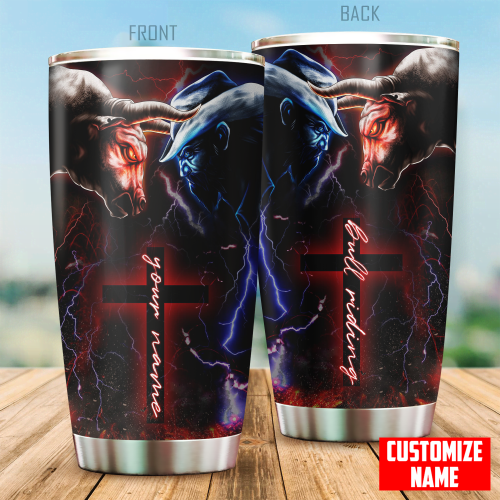 Tmarc Tee Personalized Name Bull Riding Stainless Steel Tumbler MHDHND