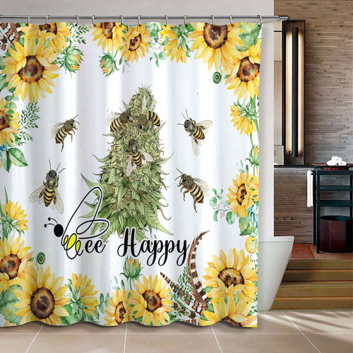 Tmarc Tee Weed Bee Happy Shower Curtain