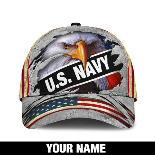 US Navy Hat Custom name Eagle scratched Vintage Veteran Cap Tmarc Tee