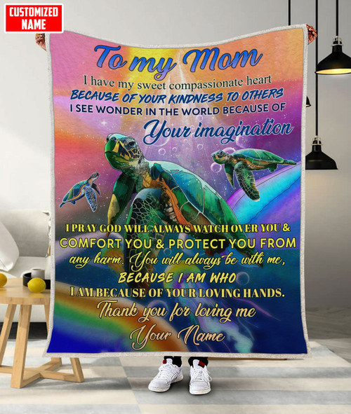 Tmarc Tee Customized Name Sea Turtle Blanket Gift To My Mom DDPHN