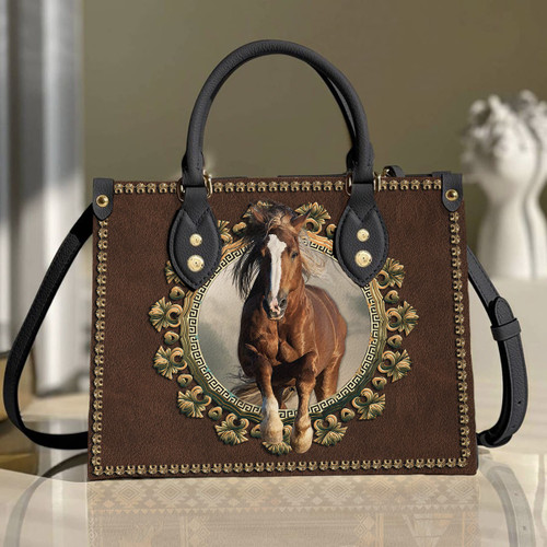 Tmarc Tee Chestnut Horse All Over Printed Leather Handbag