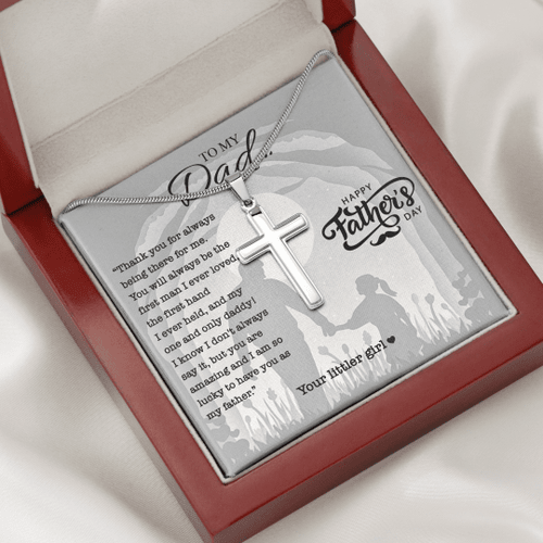 Tmarc Tee To My Dad I Am So Lucky To Have You As My Father Best Gift For Dad Father's Day Cross Necklace