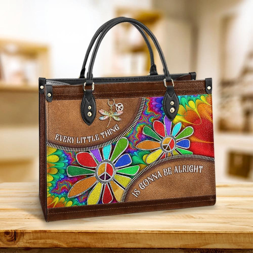 Hippie Everything Is Gonna Be Alright Hippie Flowers NNLZ1403008Y Leather Bag