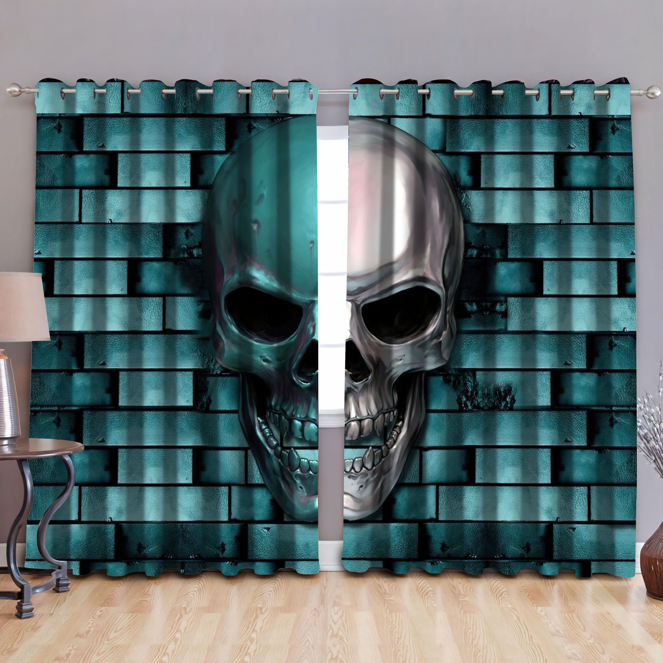 Tmarc Tee Skull Art 3D Printed Window Curtain SN05122201