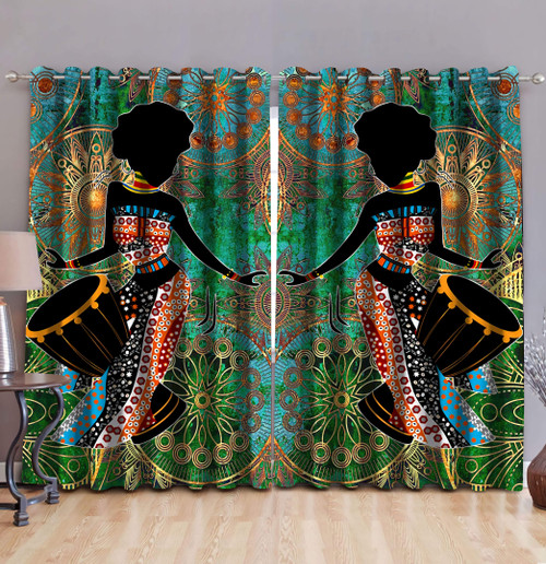 Juneteenth Tmarc Tee African Girl Plays Drum Curtains .S