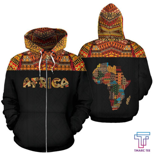 Tmarc Tee Africa Zip Hoodie - African Pattern Horizontal Style