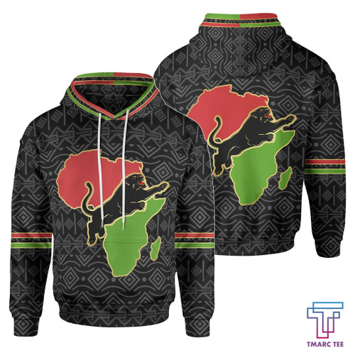 Tmarc Tee African Hoodie - Africa Panther Map Hoodie