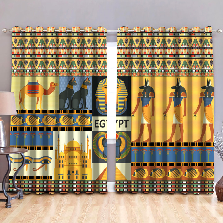 Ancient Egyptian Mythology Culture 3D Thermal Grommet Window Curtains