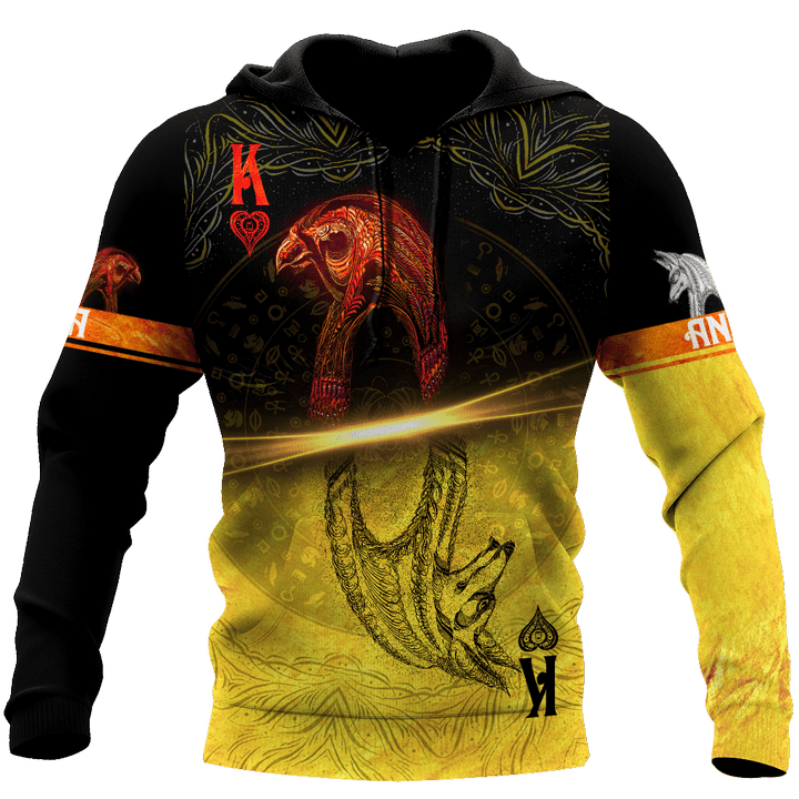 Ace Poker Ancient Egypt Anubis And Ra God All 3D Over Printed Unisex Hoodie ML