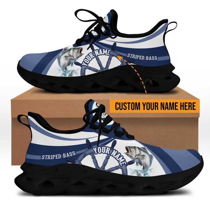 Striped Bass fishing boat team Catch and Release Custom name  Clunky Sneaker Shoes