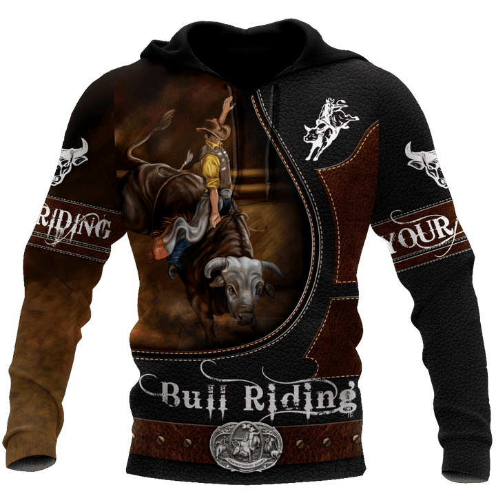  Personalized Name Bull Riding 3D All Over Printed Unisex Shirts Brown Ver2