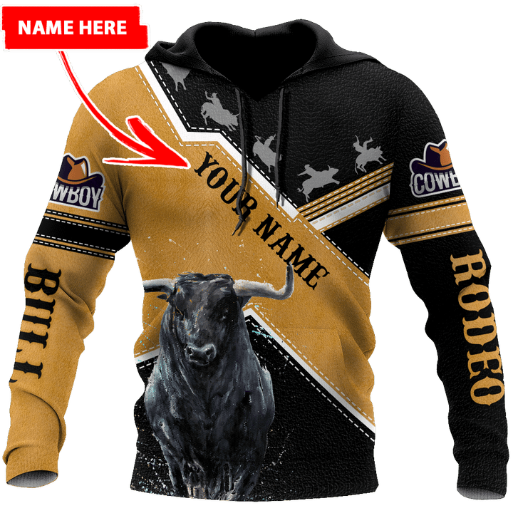  Personalized Name Bull Riding 3D All Over Printed Unisex Shirts Black Bull