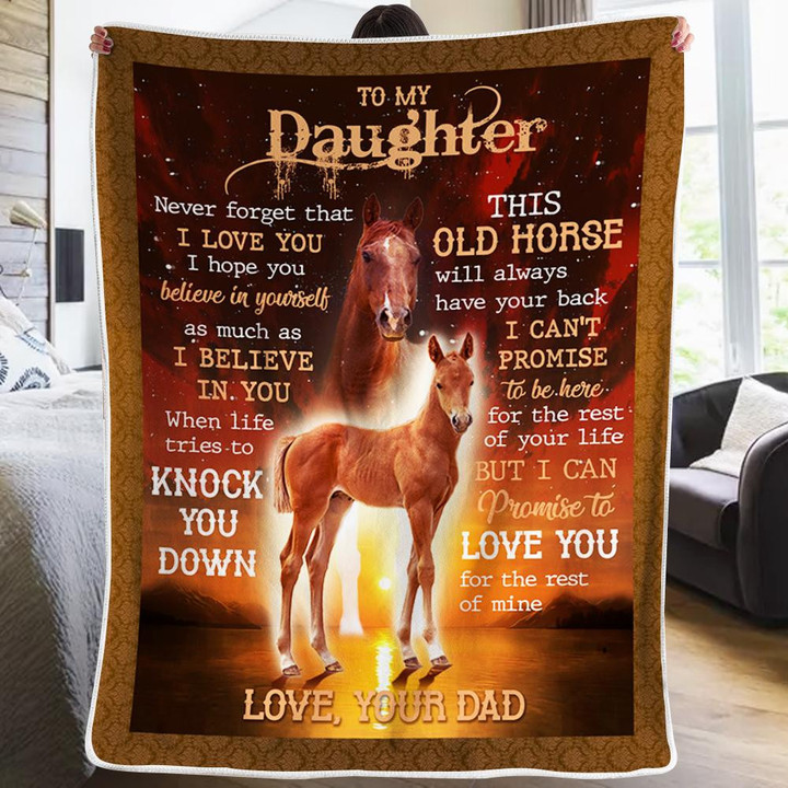 Custom Blanket Horse To My Daughter-Best Gift For Daughter-Sherpa Blanket TN