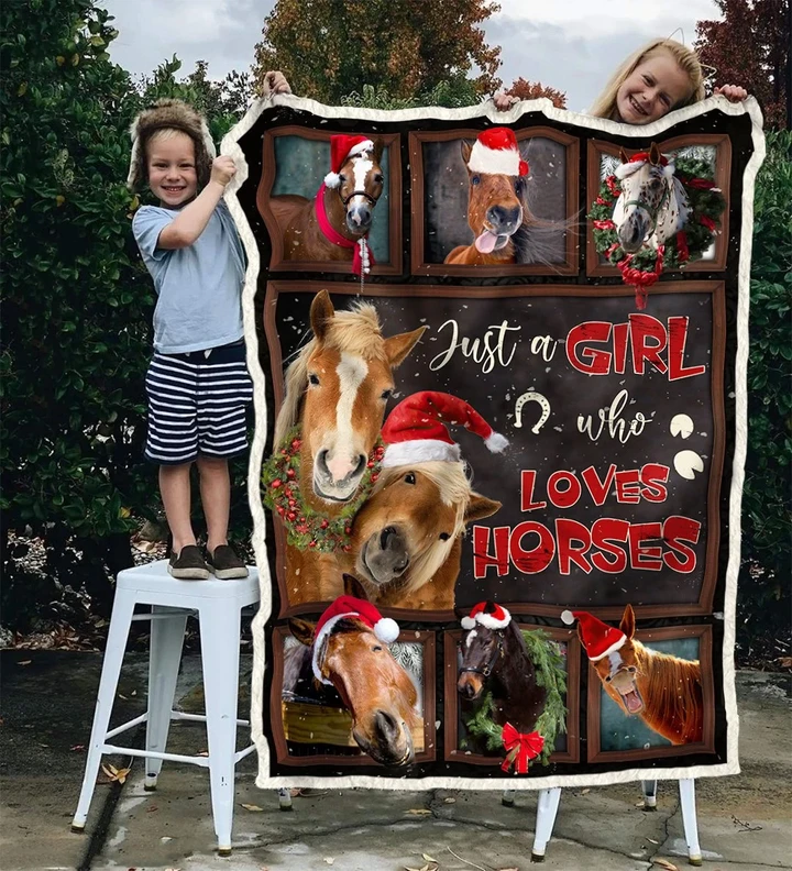Custom Blanket Christmas Horse-Best Gift For Horse Lovers-Sherpa Blanket TN