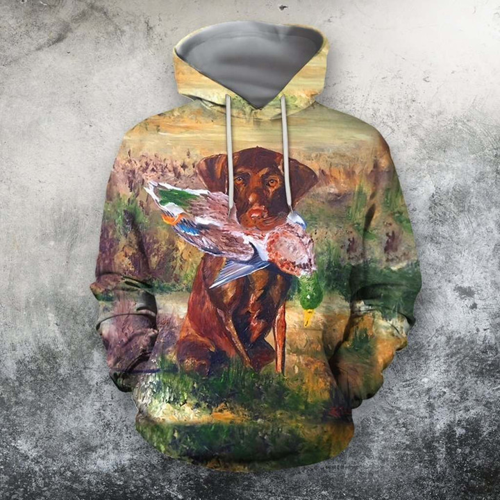 3D All Over Print Hunting Dog Duck Hoodie