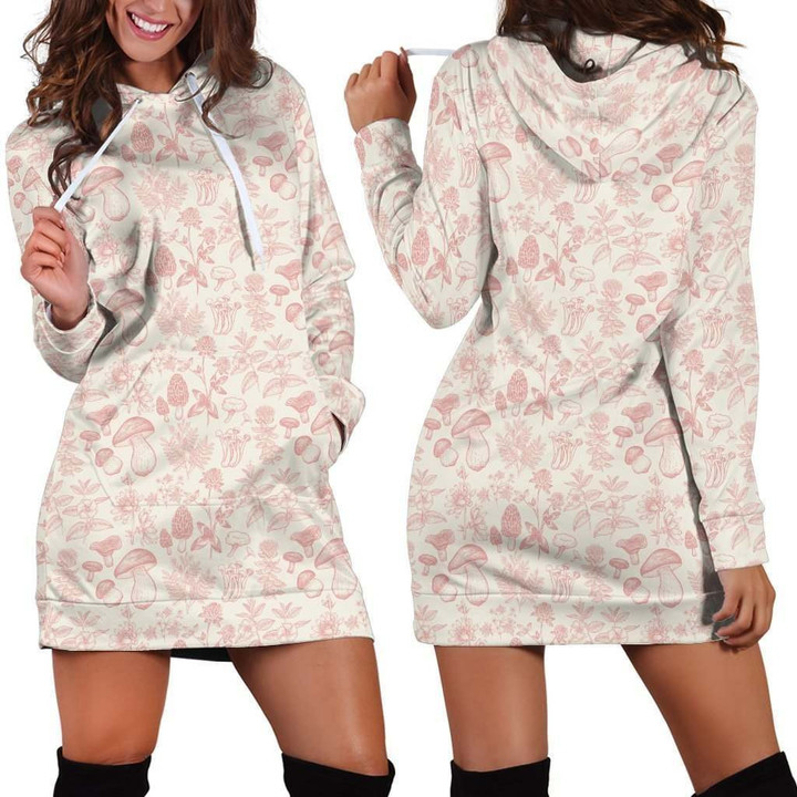 3D All Over Printing Red Pink Premium Hoodie Dress