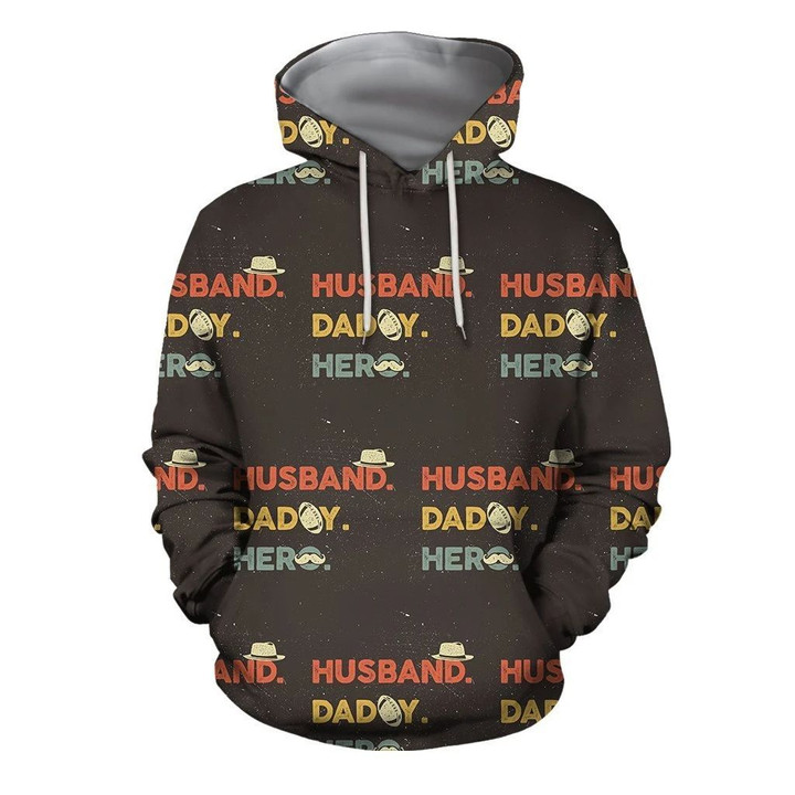 3D All Over Husband daddy Hero Hoodie
