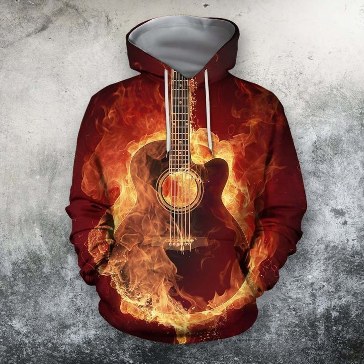3D All Over Print Red Guitar Shirts