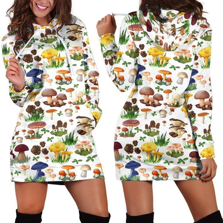 All Over Printing Many Mushroom Hoodie Dress