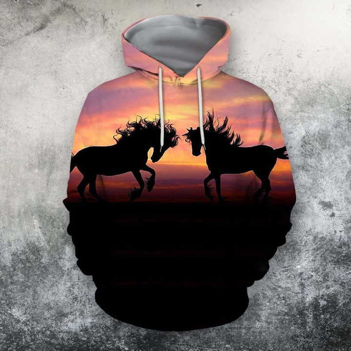 3D All Over Print Horse Silhouette Sunset Shirts