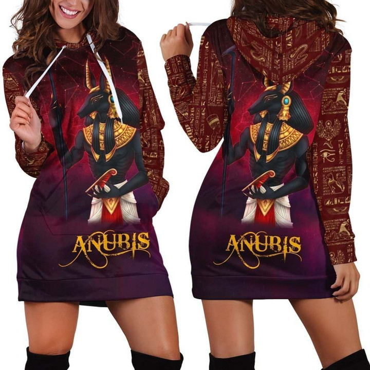 All Over Printed Anubis Hoodie Dress